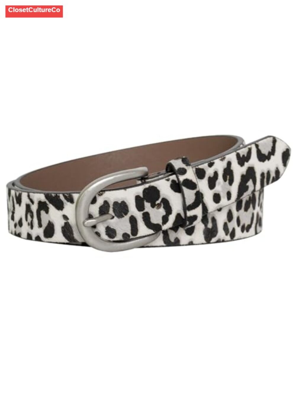 Faux Leather Belt Retro Silver Half-Round Buckle Adjustable Women's